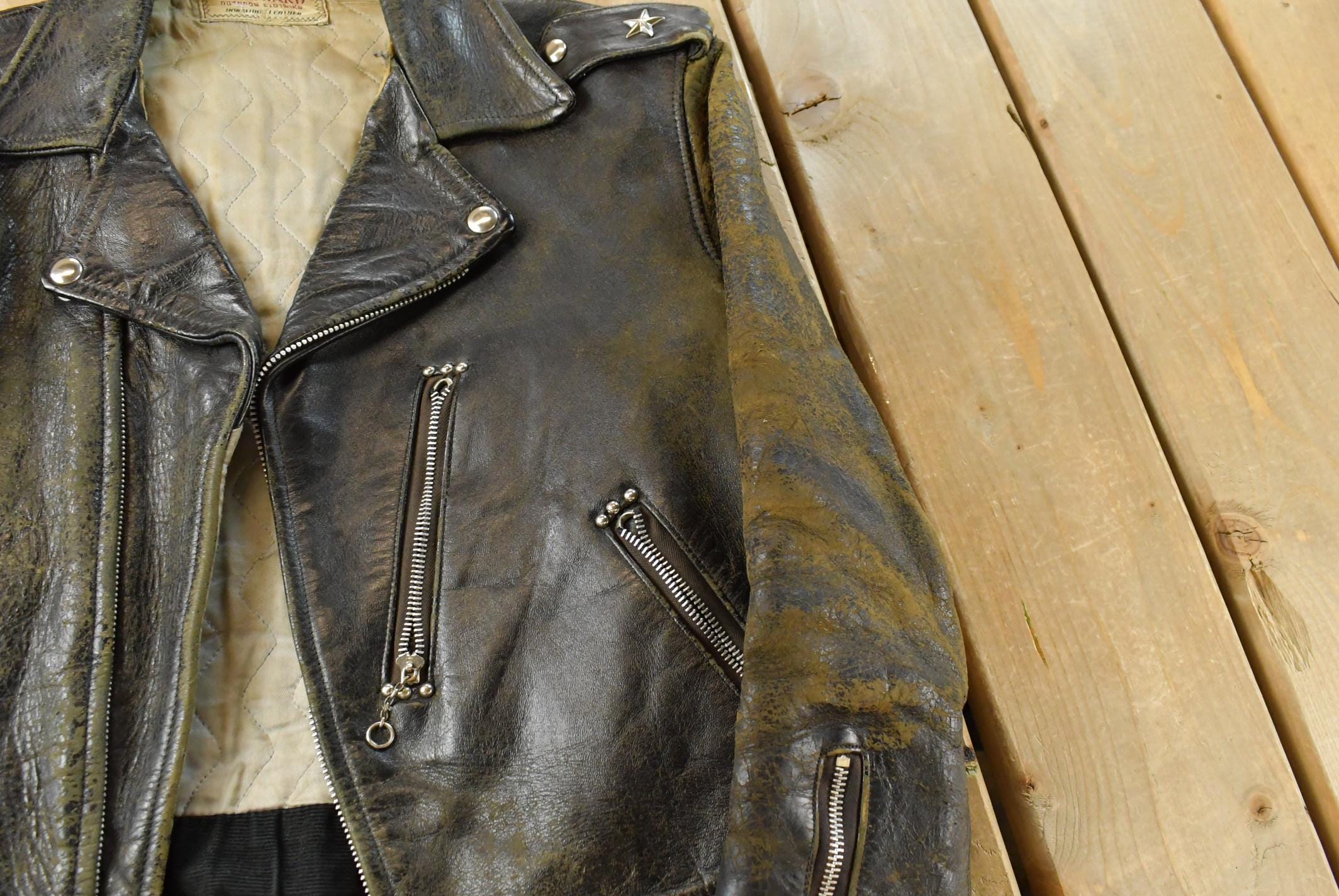 True Vintage 1940s Windward Horsehide Single Star Leather Biker Jacket Size Men's S