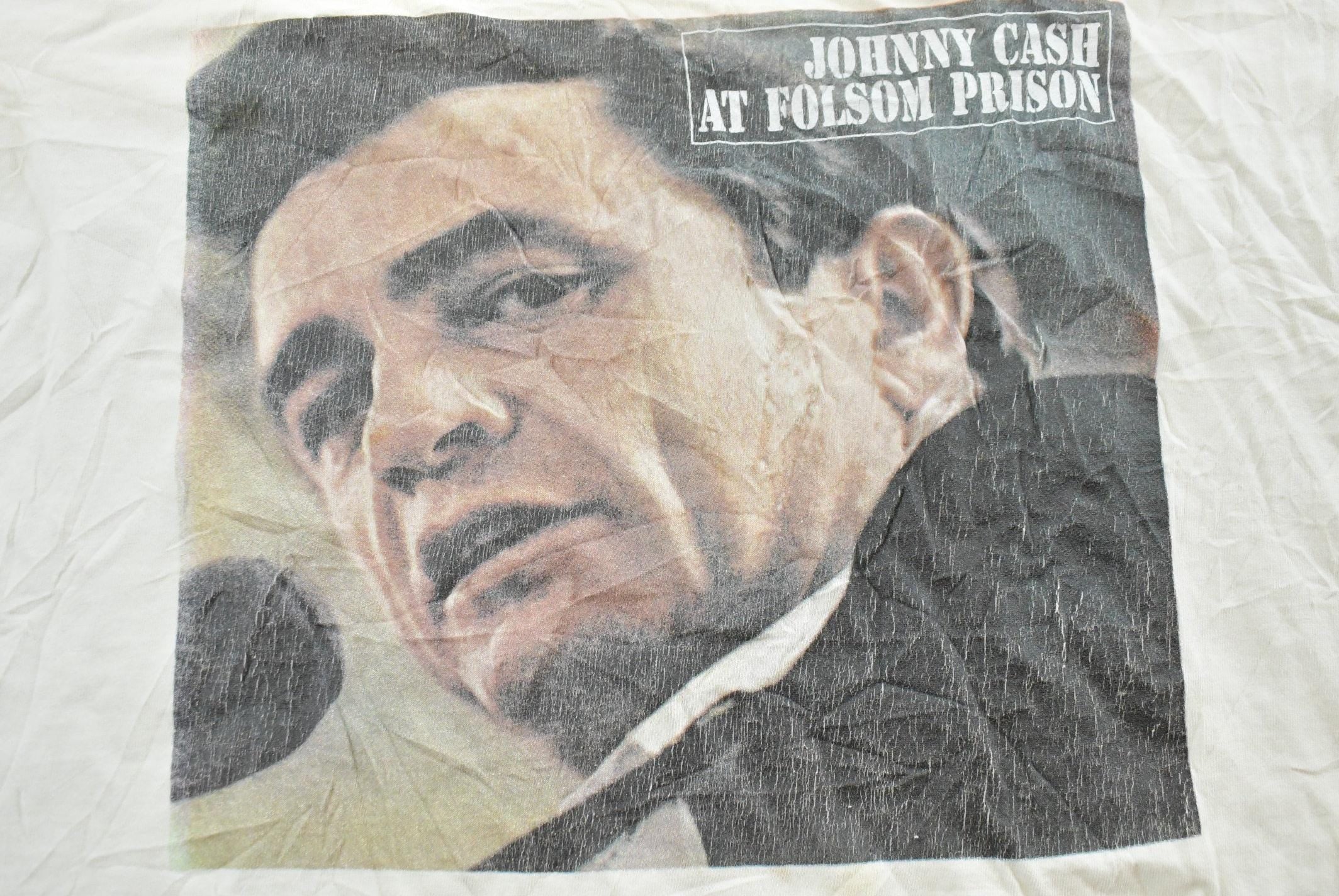 Vintage 1990s Johnny Cash At Folsom Prison Country Music T-Shirt Men's L / 90s Made in USA / Single Stitch / Music Band Tee