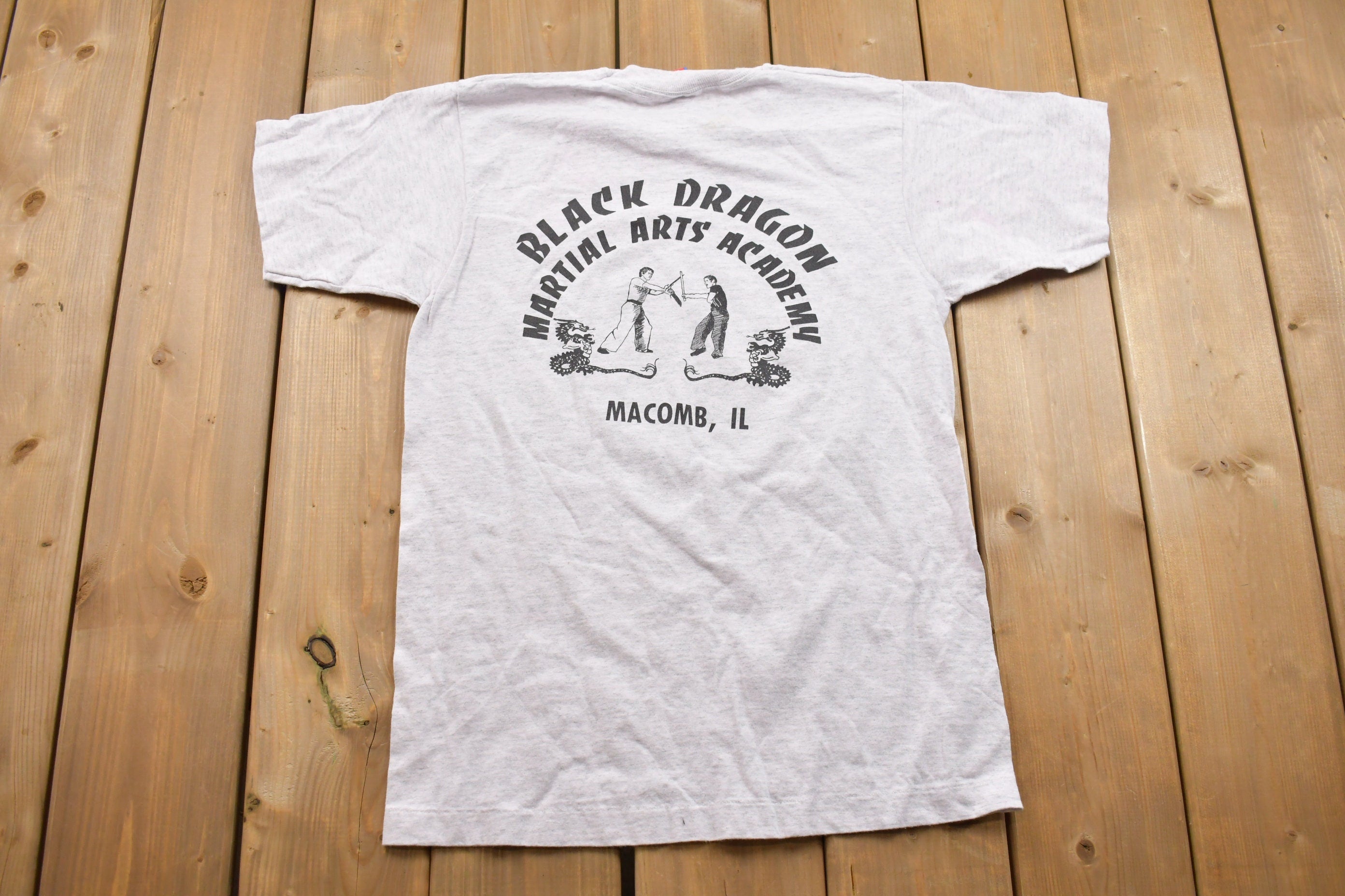 Vintage 1990s Black Dragon Martial Arts Graphic T-Shirt