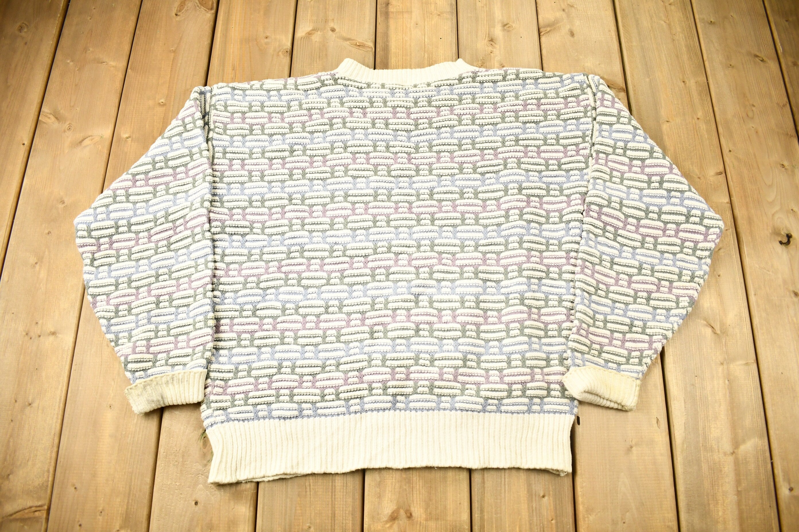Vintage 1990s 3D Cable Knit Crewneck Sweater