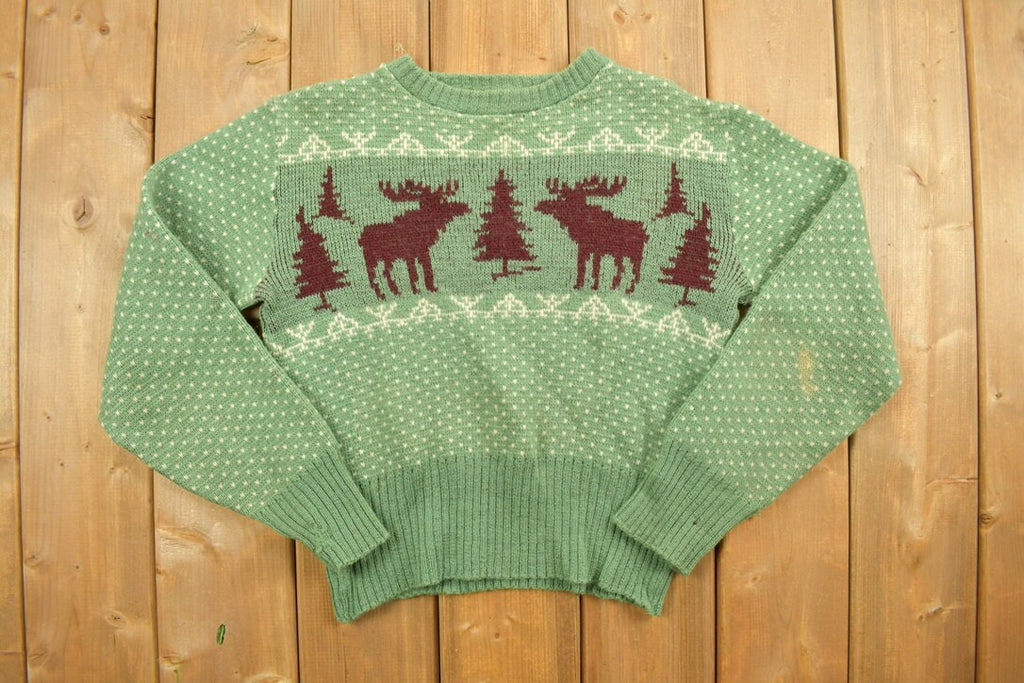 Vintage 1940s Moose Knit Wool Sweater