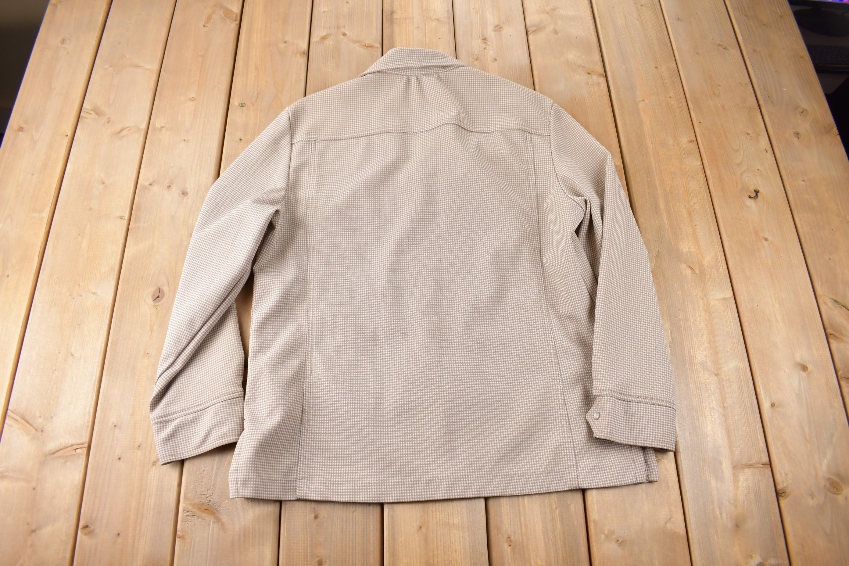 Vintage 1970s Levi's White Tab Western Style Snap Button Up Shirt Made in USA Size L