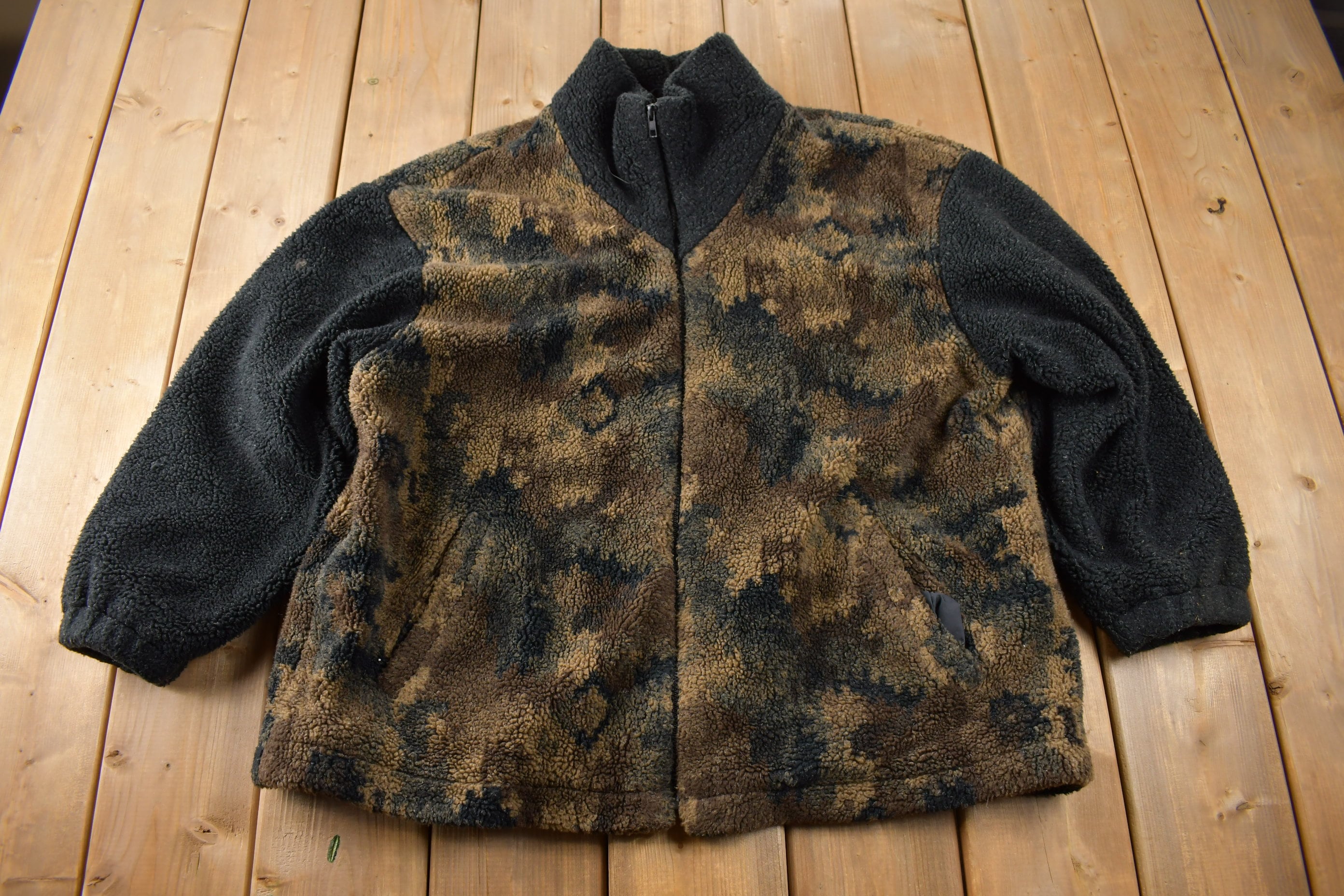 Vintage 1990s Forecaster Camo Fleece Jacket Size Large