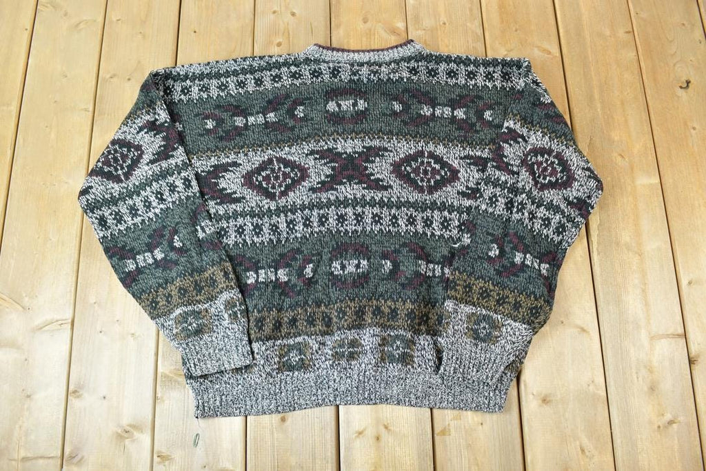 Vintage 1990s Expressions Knit Abstract Pattern Crewneck Sweater