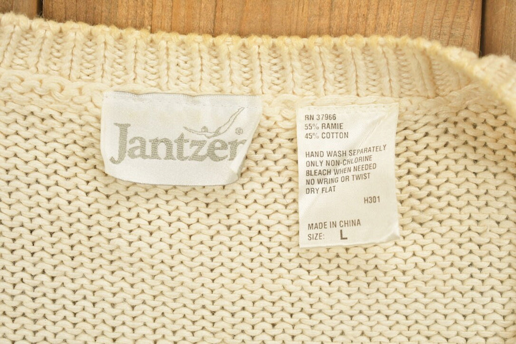 Vintage 1990s Jantzer Knitted Abstract Pattern Cardigan Sweater