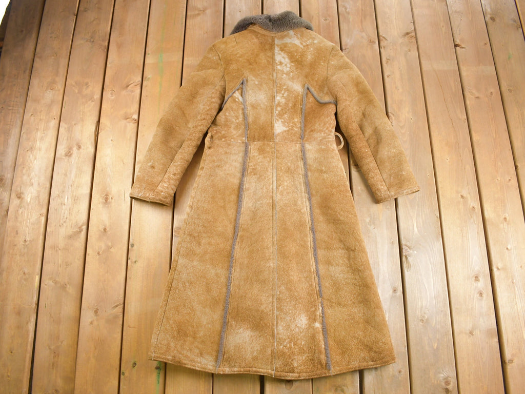 Vintage 1980s Shearling Suede Leather Coat