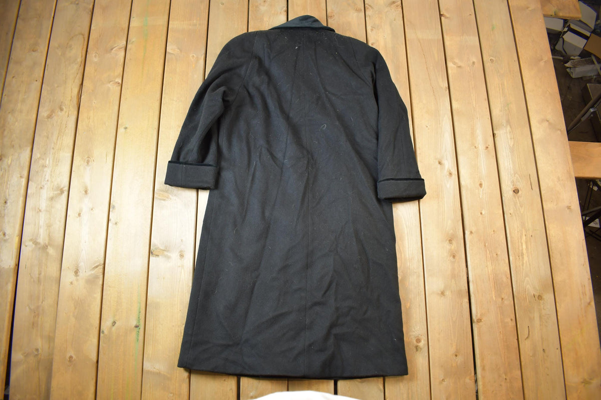 Vintage 1980s 100% Wool Long Trench Coat Made In USA