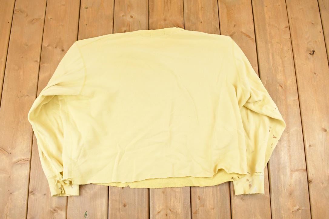 Vintage 1990s Polo By Ralph Lauren Distressed Painters Crewneck Sweatshirt Women's Cropped XL