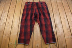 1980s Vintage Red & Black Plaid Wool Trousers 38 x 25