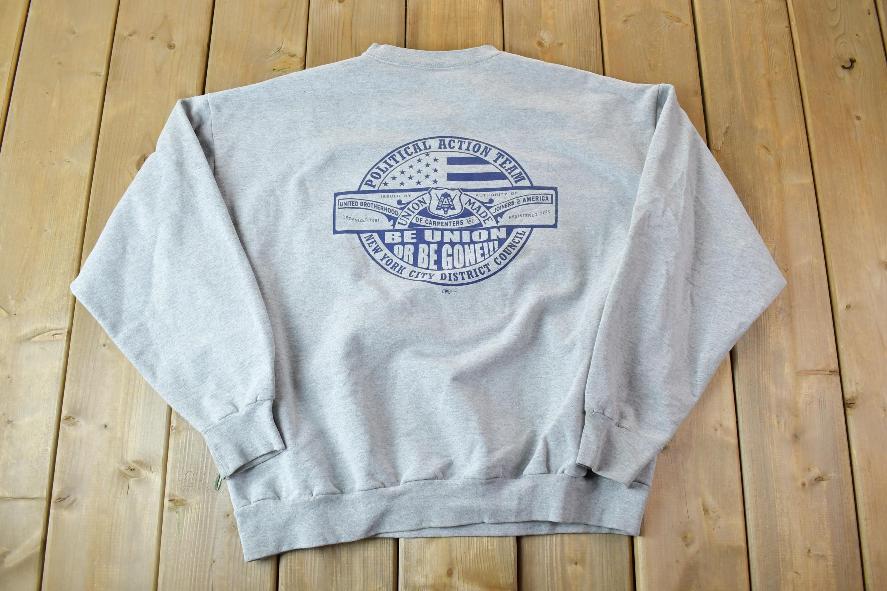 Vintage 1990s NYC Carpenters Union Crewneck Sweatshirt / 90s Crewneck / Souvenir Sweater / Streetwear / Travel And Vacation