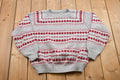 Vintage 1990s Knitted Sweater / Vintage 90s Crewneck / Pattern Sweater / Outdoor / Hand Knit / Pullover Sweatshirt
