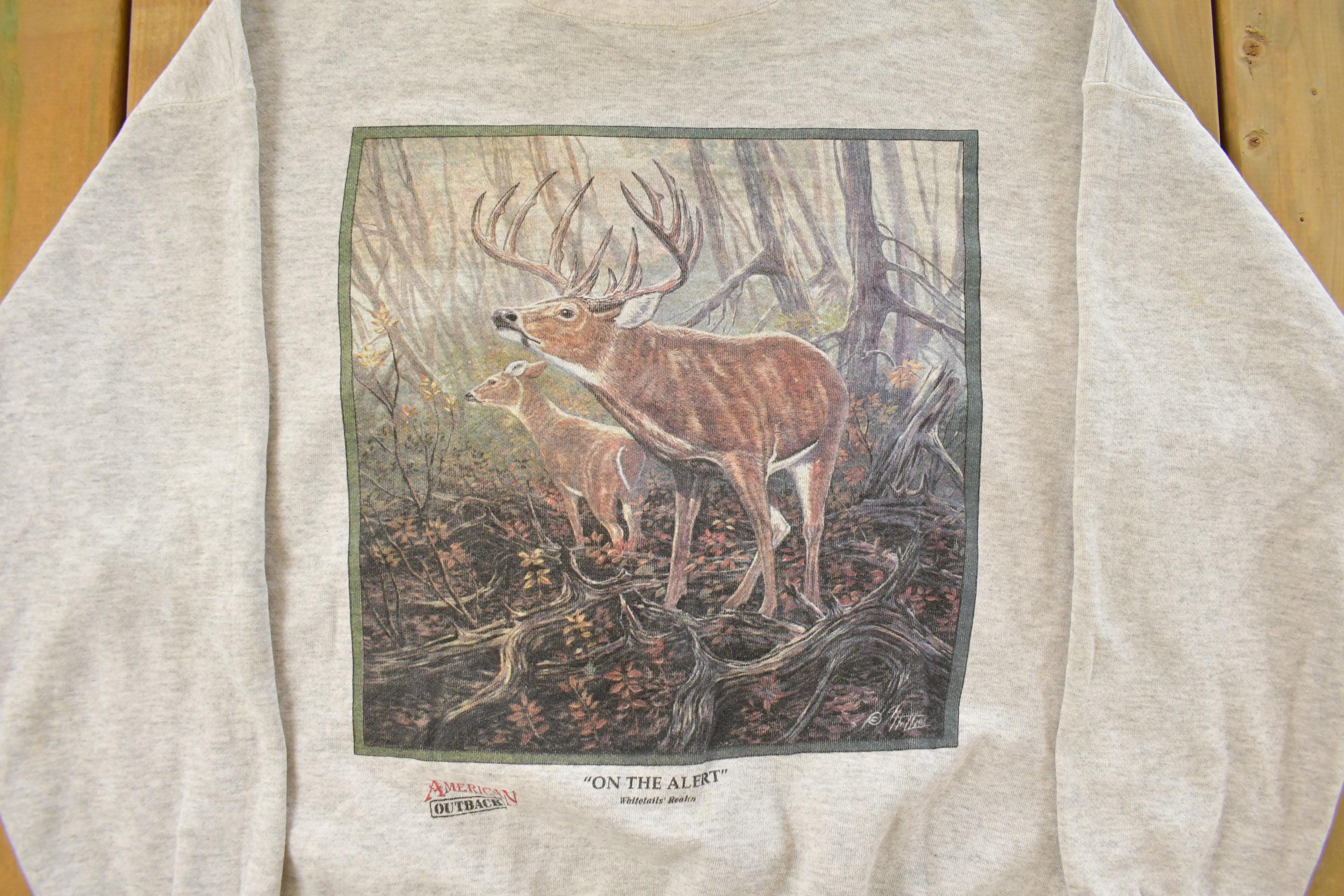 Vintage 1990s Deer Outdoors Crewneck Sweatshirt Men's XL
