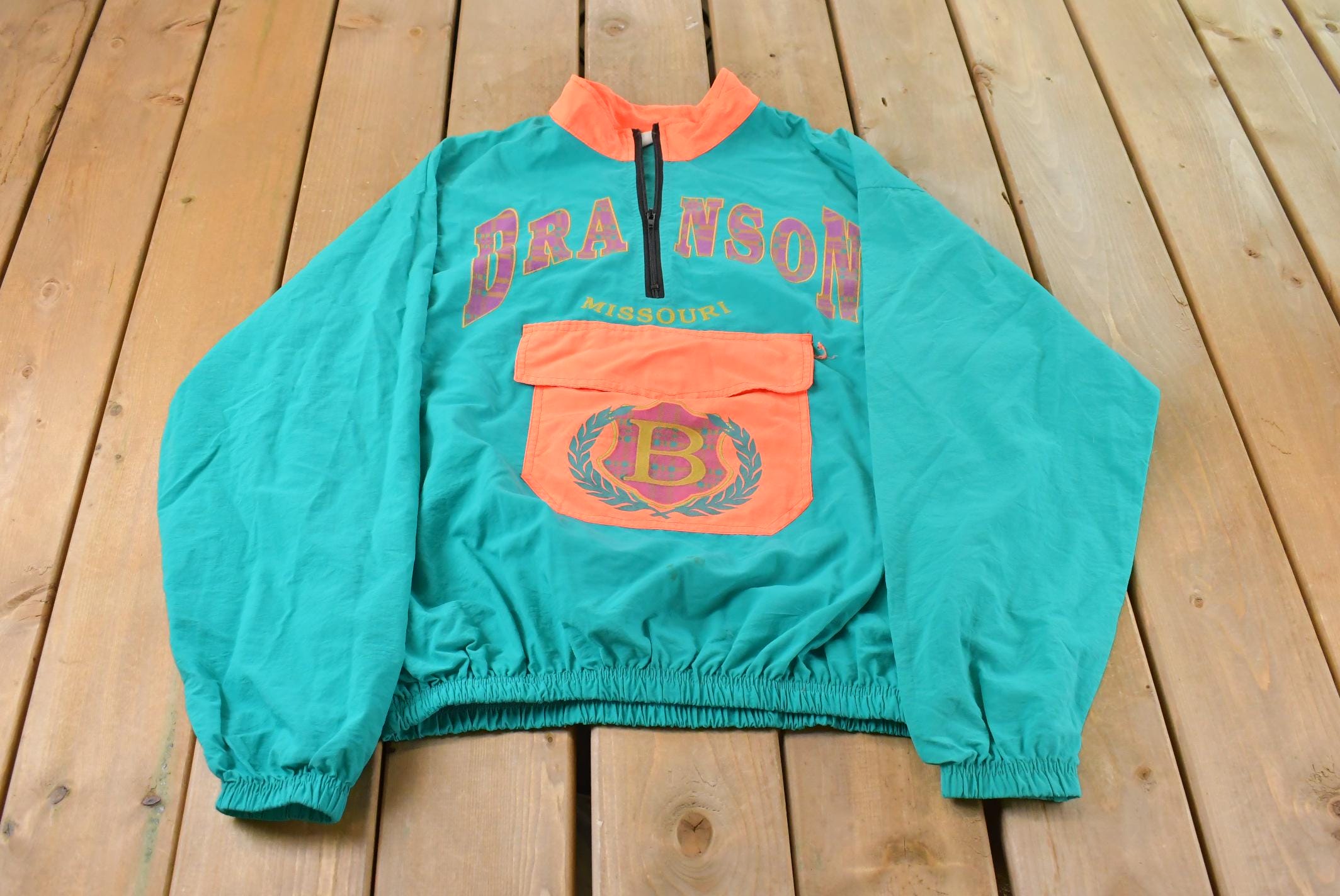 Vintage 1990s Branson Missouri Surf Style Body Gear Iridescent Windbreaker Jacket Men's XL /