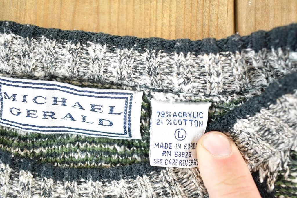 Vintage 1990s Michael Herald Knit Abstract Pattern Crewneck Sweater Mens L