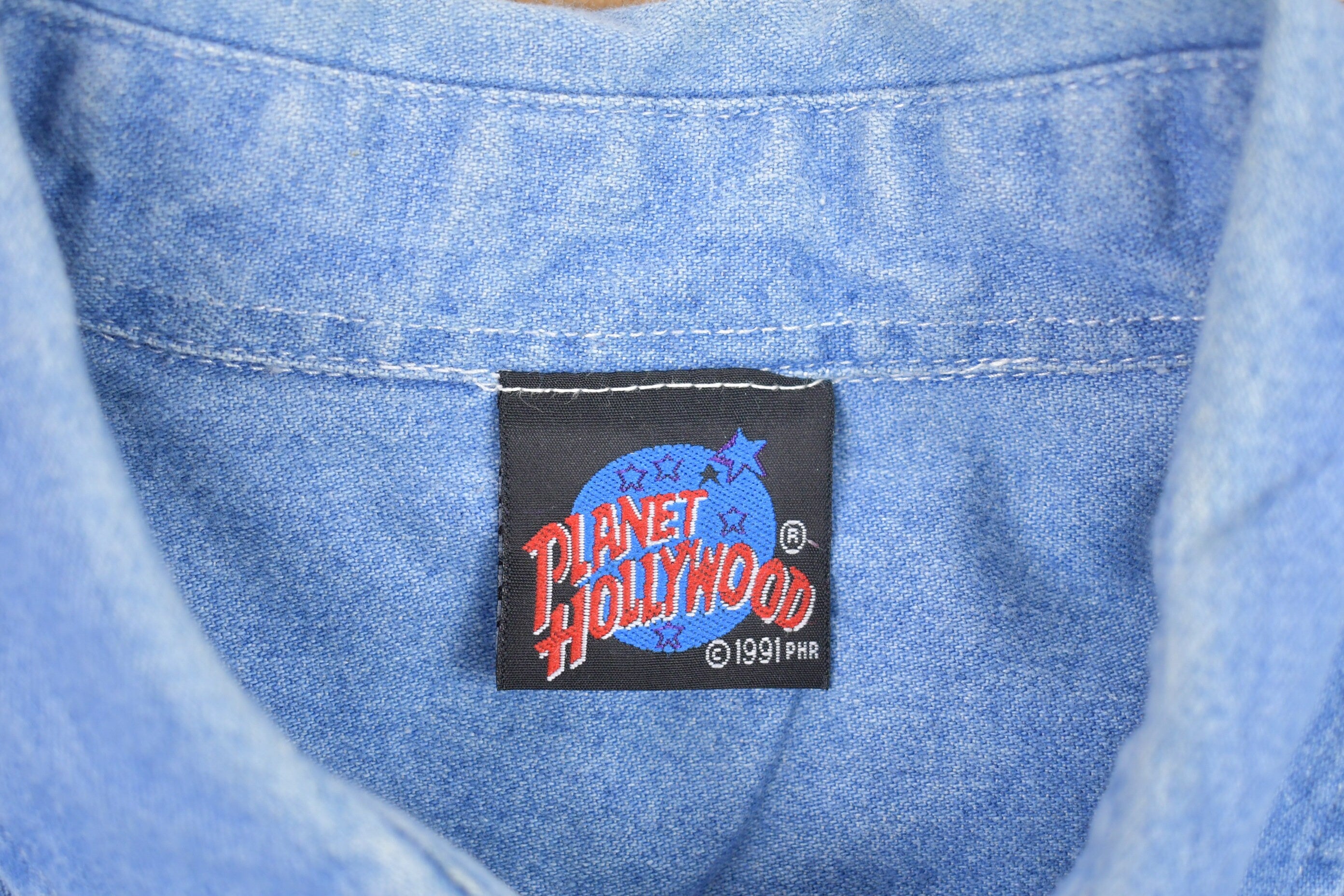 Vintage 1991 Planet Hollywood Denim Button Up Shirt