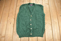Vintage 1990s Roundtree & Yorke Cable Knit Cardigan Sweater Vest