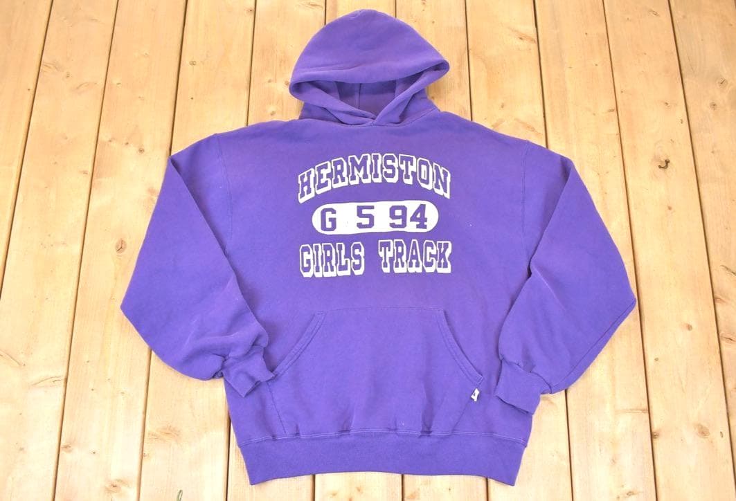 Vintage 1994 Russell Athletic Hermiston Girls Track Hoodie Sweater Women's L