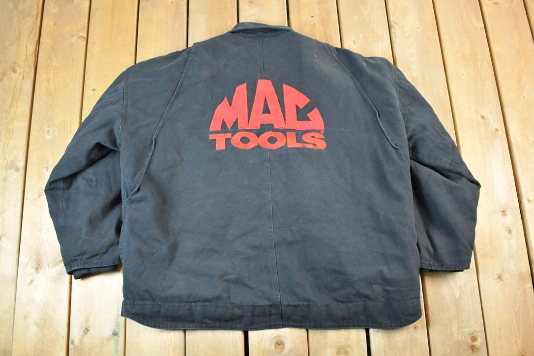 Vintage 1990s Mac Tools Chase Authentics Perfectly Distressed Collared Work Jacket Made In USA