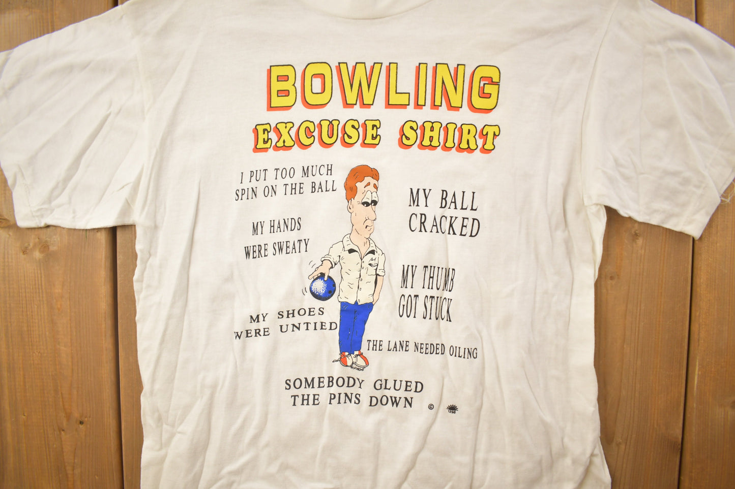 Vintage 1980s Bowling Excuses Graphic T Shirt / Sportswear / Cartoon / 80s / 90s / Streetwear Fashion