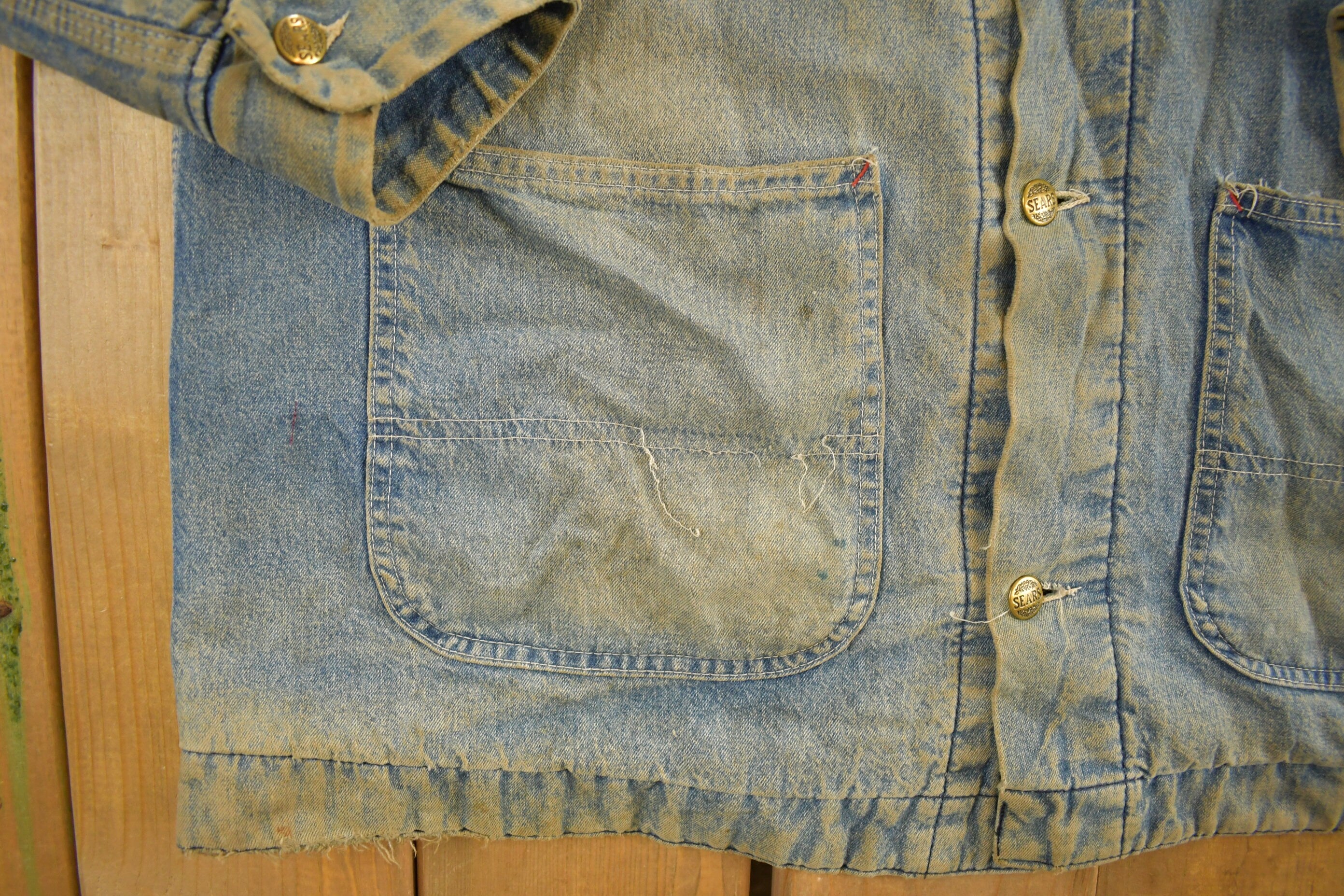 Vintage 1980s Work Leisure Sears Denim Jean Jacket