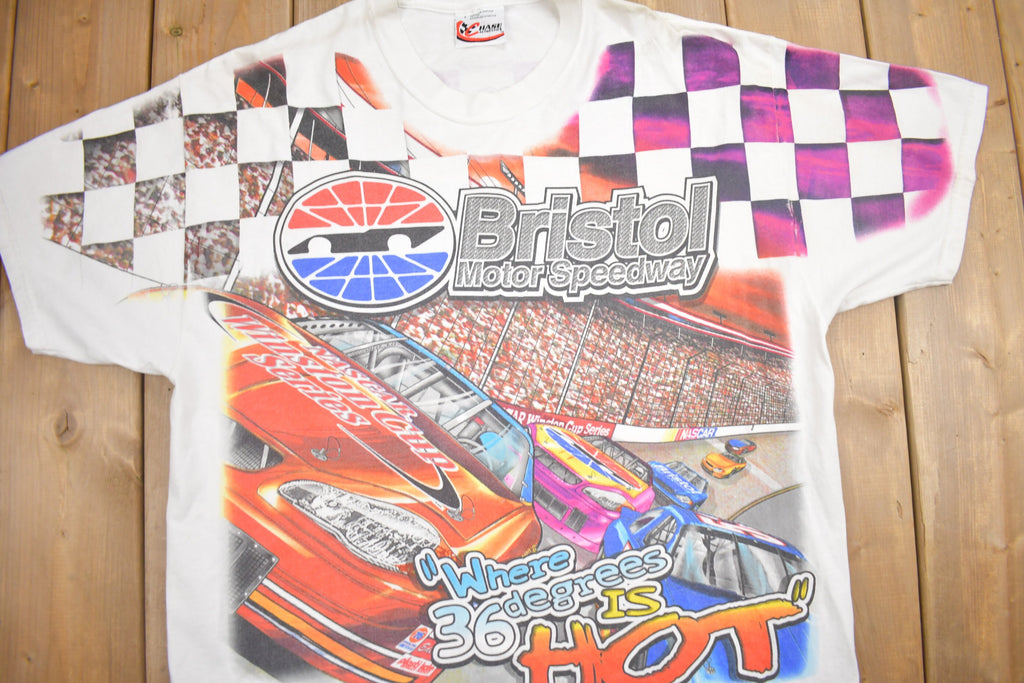 Vintage 2003 NASCAR Bristol Motor Speedway All Over Print Racing T-Shirt /