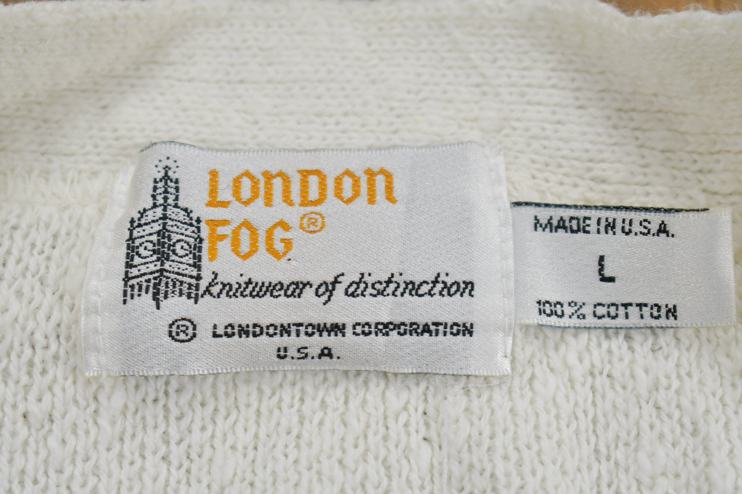 Vintage 1980s London Fog Knit Cardigan Sweater / Vintage Cardigan / Button Up / Stripes / Made in USA