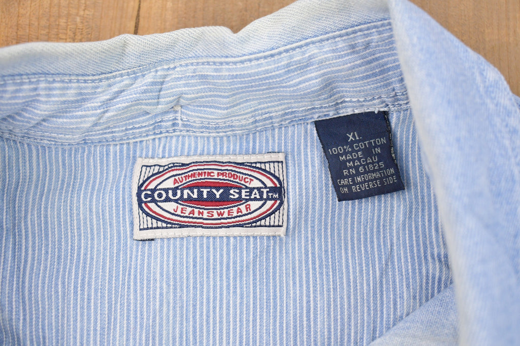 Vintage 1990s Denim Button Up Shirt  1990s Button Up  Vintage Denim  Casual Wear  Workwear  Jean Button Up
