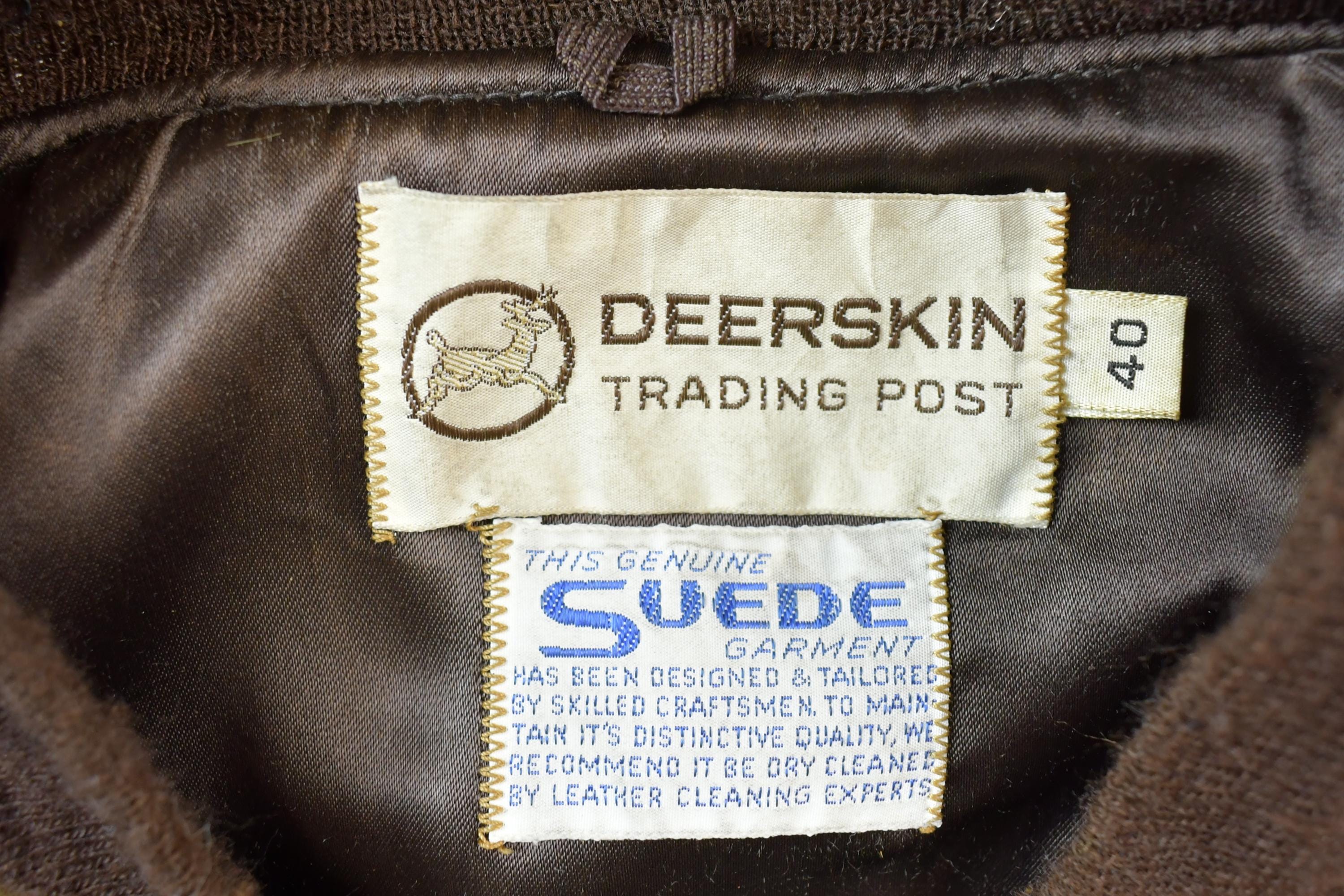 Vintage 1970s Deerskin Trading Post Suede Leather Bomber Jacket Made In USA