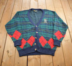 Vintage 1990s Golden Bear Golf Embroidered Knit Cardigan Sweater