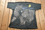 Vintage 1990s Wolf Theme All Over Print Graphic T-Shirt