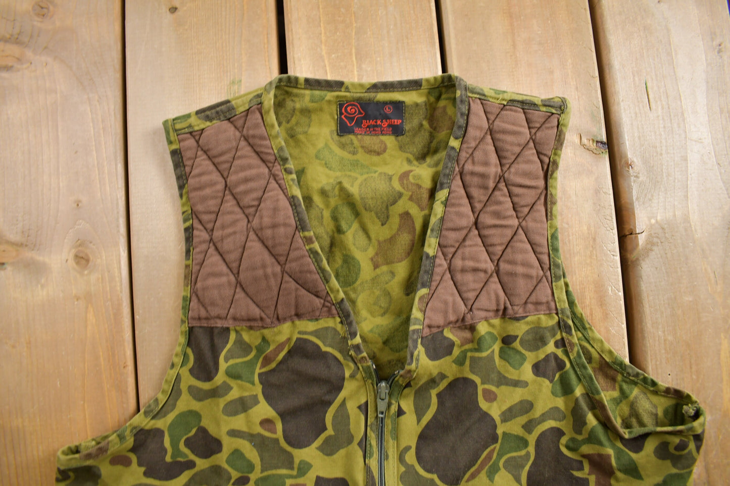 Vintage 1980s Black Sheep Duck Camo Hunting Vest / True Vintage / Streetwear / Hunting Vest / Outdoorsman / Duck Camo