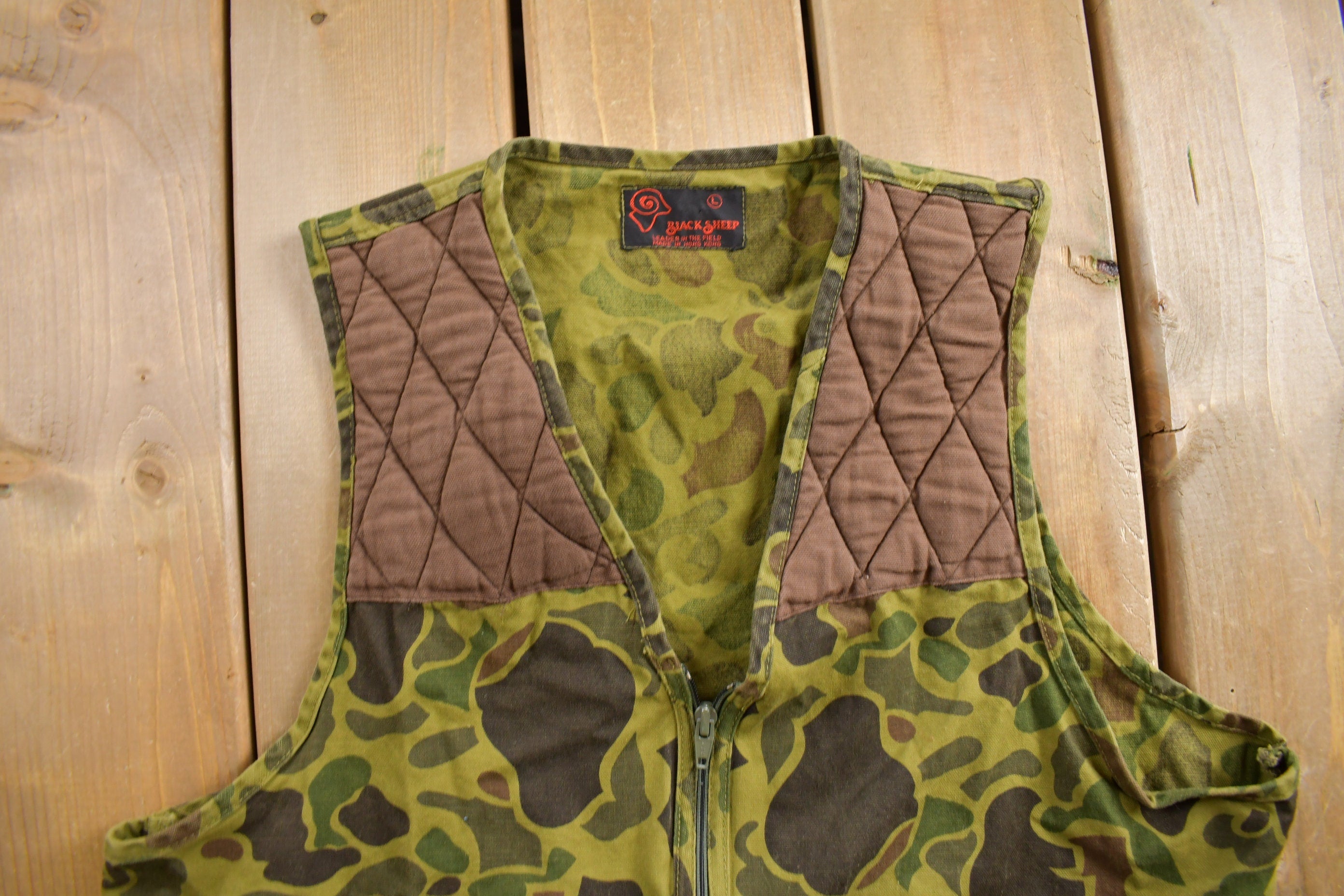 Vintage 1980s Black Sheep Duck Camo Hunting Vest