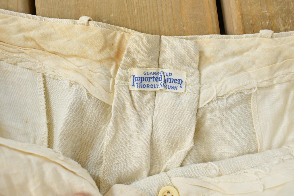 Vintage 1930s Linen Breeches Pants Trousers Men's 34 x 25.5