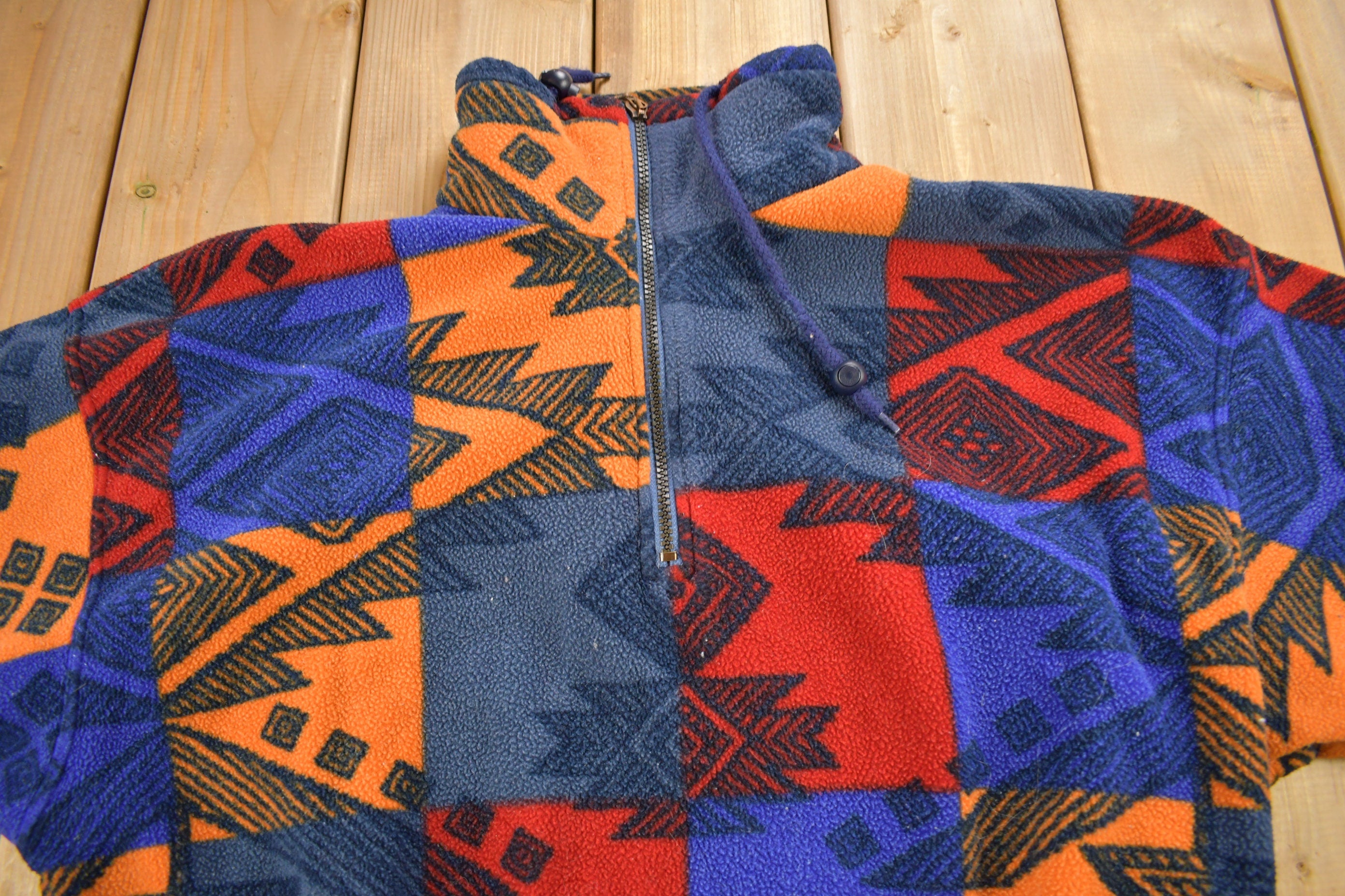 Vintage 1990s K-WAY Aztec Graphic Fleece Sweater