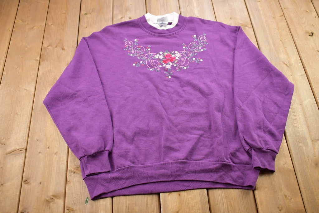 Vintage 1990s Floral Theme Crewneck Sweater