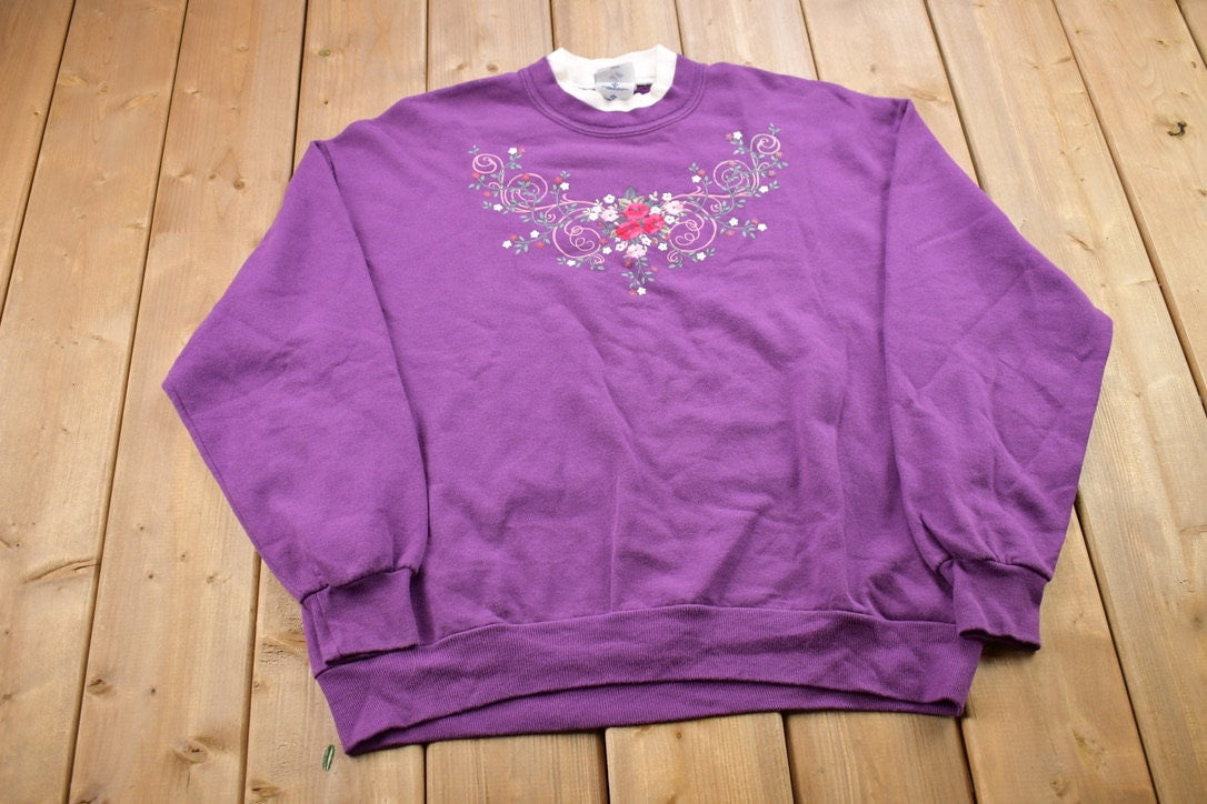 Vintage 1990s Floral Theme Crewneck Sweater