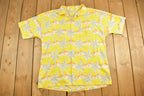 Vintage 1990s Tropicana Hawaiian Original Yellow Button Up Shirt Made in USA  Abstract Pattern  Casual Shirt  Hawaiian Shirt