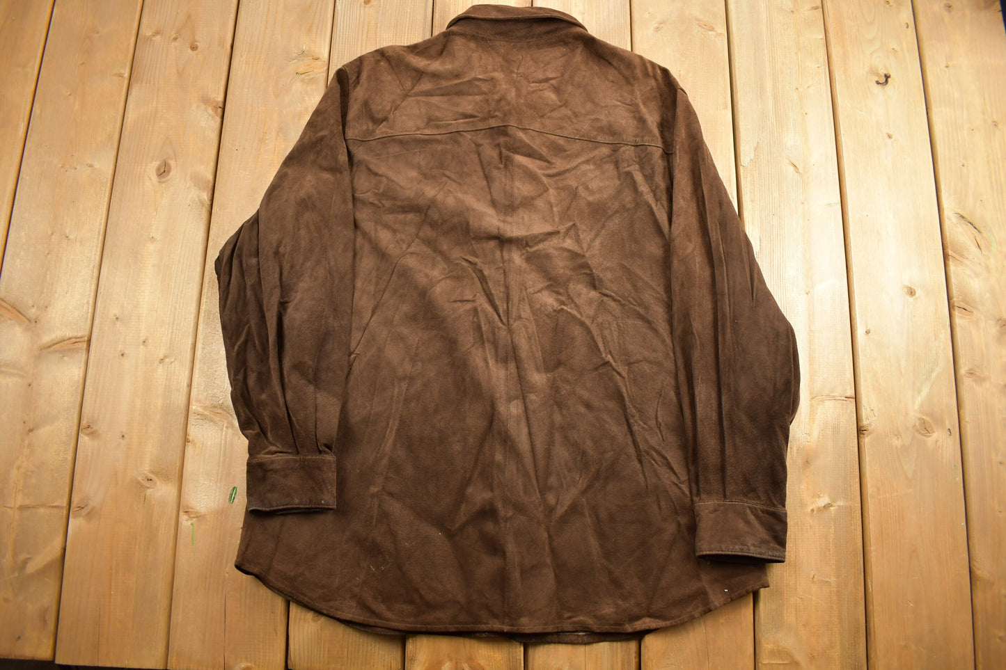 Vintage 1980s Lord and Taylor 100% Leather Button Up Shirt / 1980s Button Up / Vintage Leather / Distressed Button Up / Suede Coat