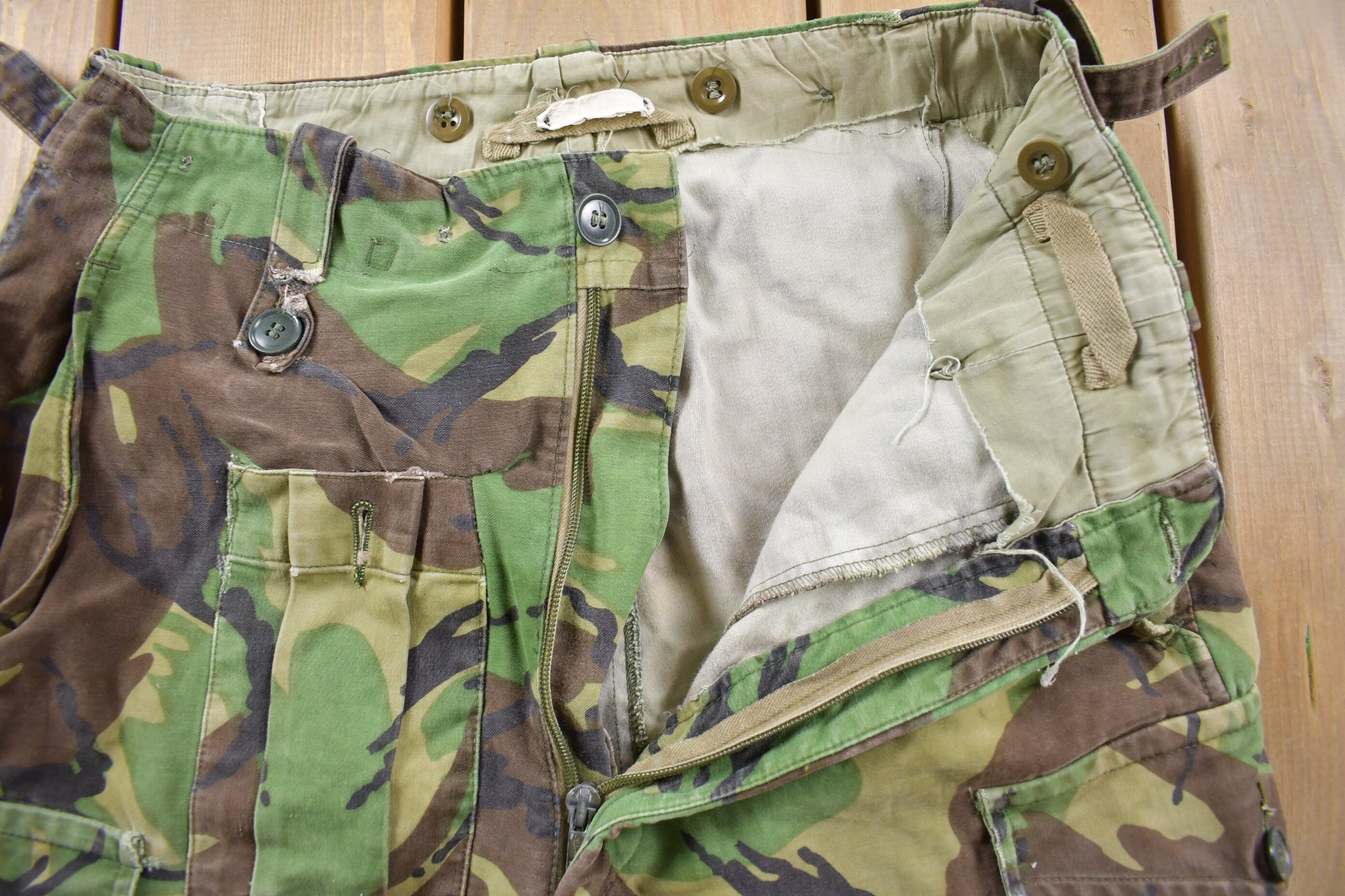 Vintage 1980s Army Woodland Military Camouflage Cargo Pants Size 31 x 30