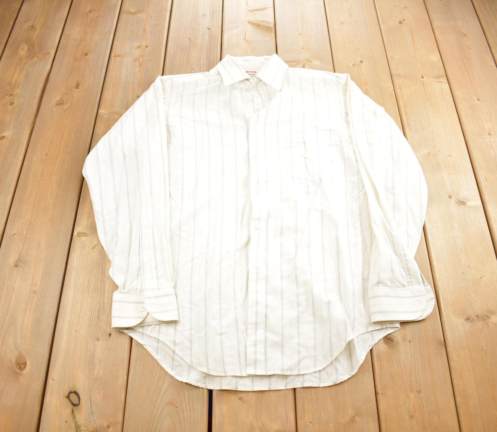 Vintage 1980s Mark Arrow Blank Striped Button Up Shirt Made In USA