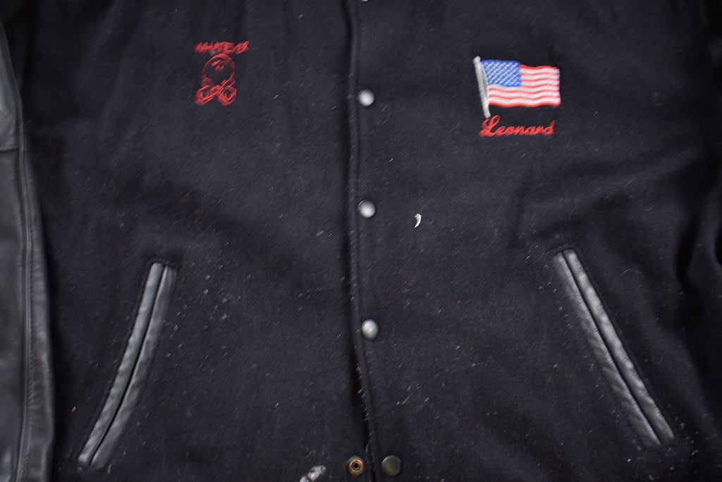 Vintage 1990s Reed Leather Wool Varsity Jacket