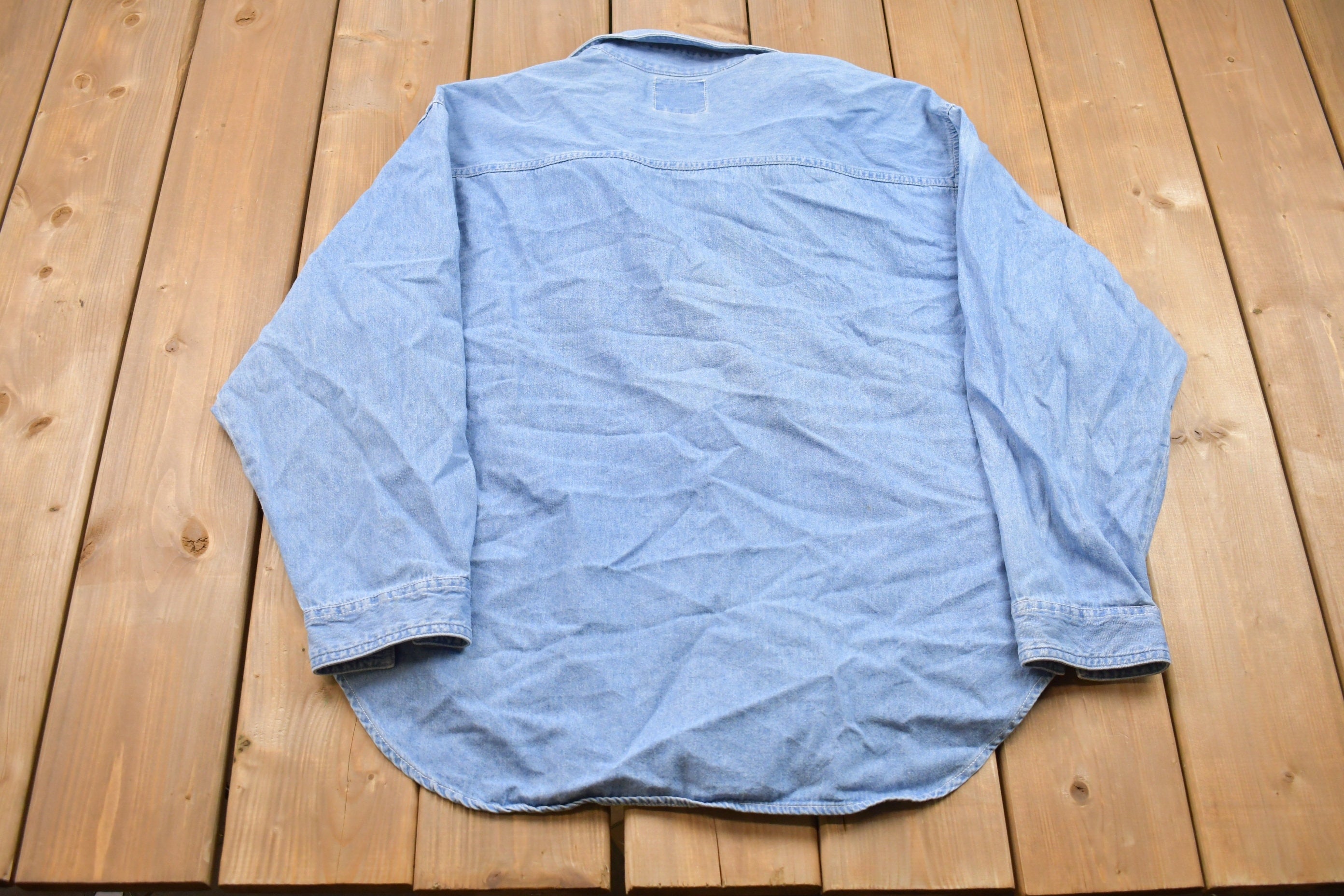 Vintage 1990s Quizz Embroidered Animals Denim Button Up Shirt