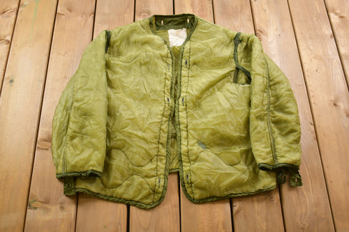 Vintage 1980s Military M65 Liner Jacket / Button Up Jacket / Army Green / Vintage Army / Streetwear Fashion / Army Jacket / 80s Liner