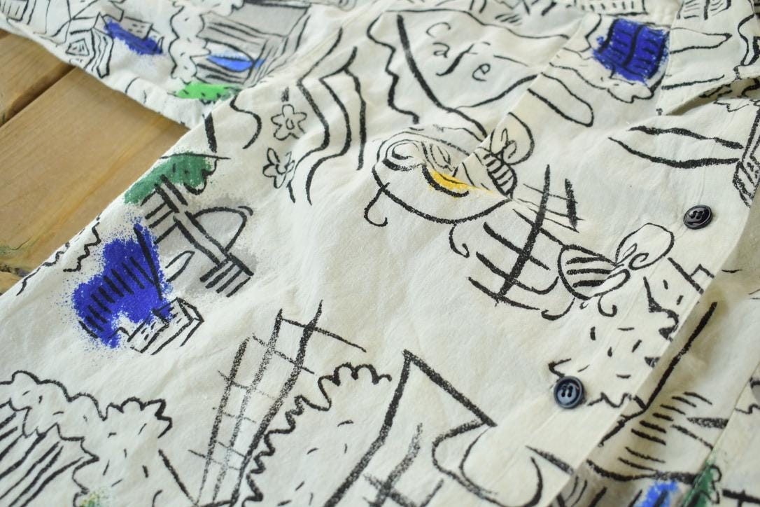 Vintage 1990s ESpirit Kids Abstract City Pattern Button Up Shirt