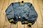 Vintage 1990s Grey Iron Holloway Satin Bomber Jacket