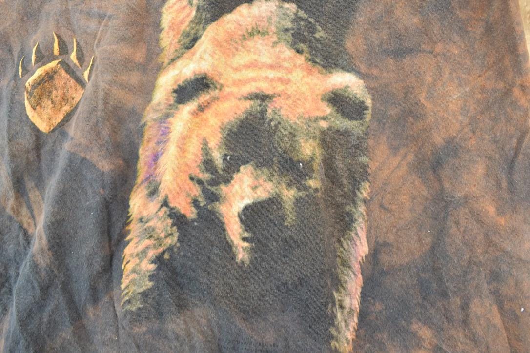 Vintage 1990s Aztec Bear And Wolf Outdoors T-Shirt