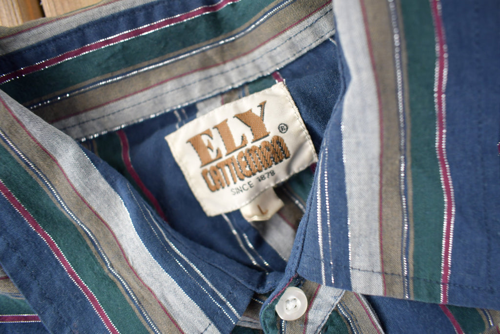 Vintage 1990s Ely Cattleman South Western Style Button Up Rodeo Shirt Size L