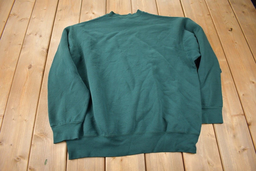 Vintage 1990s Blank Green Crewneck Sweatshirt Size XL