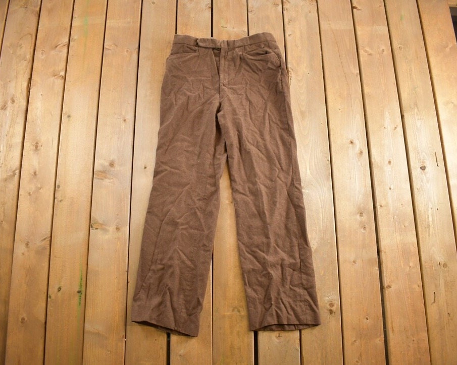 Vintage 1980s Wool Brown Trousers Size 32x30 / 1980s Wool Pants / Made in Canada / True Vintage / Vintage Workwear / Wool Pants