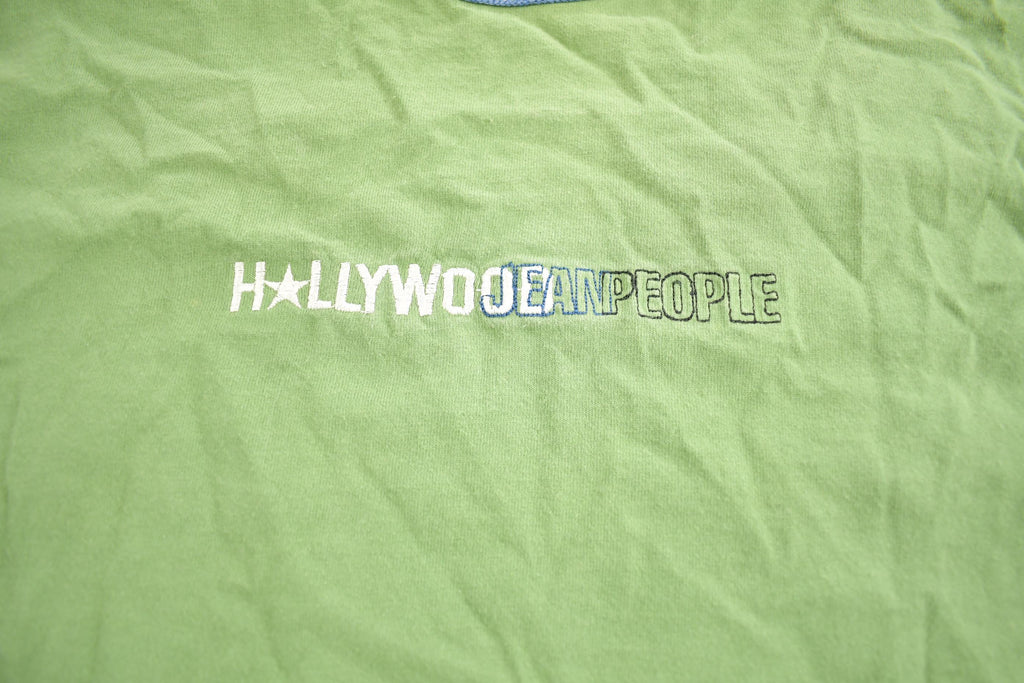Vintage 1990s Hollywood Jean People Embroidered Graphic T-Shirt Made In USA